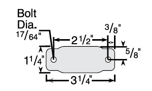 (image for) Caster; Rigid; 1-5/8" x 7/8"; Polyolefin; Plate (1-1/4" x 3-1/4"; 2-holes: 2-1/2" apart; 1/4" bolt); Zinc; Plain bore; 75# (Item #63641)