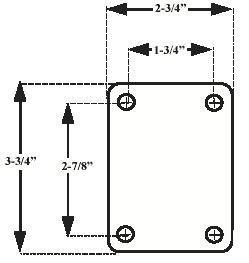 (image for) Caster; Dual; Swivel; 1-7/16" x 5/8"; Nylon; Plate; 2-3/4x3-3/4; holesp: 1-3/4x2-7/8; 5/16 bolt; Zinc; Plain bore; 200# (Item #69272)