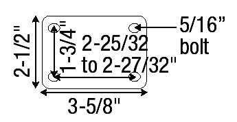 (image for) Caster; Rigid; 2-1/2 x 1-3/4; Polyolefin; Top Plate; 2-1/2x3-5/8; hole spacing: 1-3/4x2-13/16; 5/16 bolt; Zinc; Roller Brng; 400# (Item #68582)