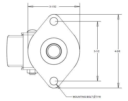 (image for) Caster; Swivel; 3x1-13/16; Polyolefin; Plate (3-1/32x4-3/8: Diamond shape; two holes: 3-1/2 apart; 7/16 bolt); Zinc; Prec Ball Brng; 500#; Inverted Loading (Item #67312)