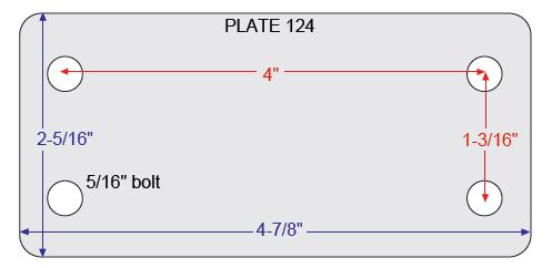 (image for) Caster; Rigid; 3" x 1-1/4"; Sintered Iron; Plate (2-1/4" x 5-1/8": holes: 1-3/16" x 4"; 5/16" bolt); Zinc; Plain bore; 225# (Item #63444)