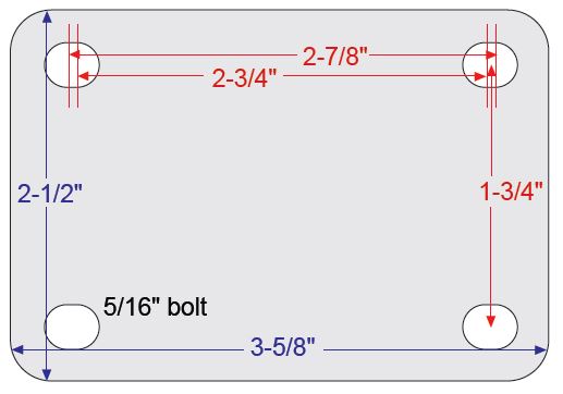 (image for) Caster; Rigid; 2-3/8" x 1-5/8"; Phenolic; Plate; 2-1/2x3-5/8: holes: 1-3/4x2-3/4 (slots to 2-7/8"); 5/16 bolt; Zinc; Roller Brng; 600# (Item #65671)