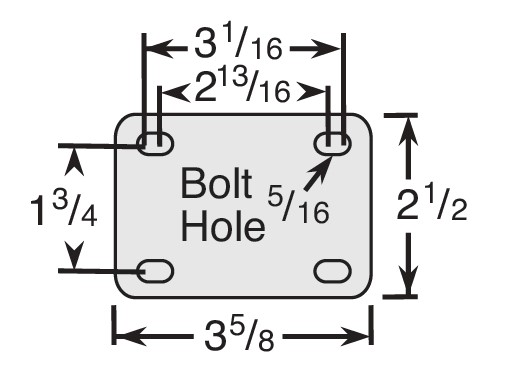 (image for) Caster; Swivel; 2" x 1"; Rubber (Soft; non-marking); Plate (1-1/4"x2-3/8": holes: 13/16"x1-1/4" (slotted to 1-7/8"); Chrome; Prec Ball Brng; 125#; Thread guards (Item #63715)