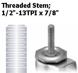 (image for) Caster; Swivel; 3 x 1-1/4; PolyU on PolyO (Gr/Bg); Threaded Stem; 1/2-13TPI x 7/8; Zinc; Ball Brng; 250# (Item #67580)