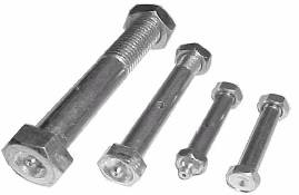 (image for) Yoke Axle & Nut; Swivel; 5" x 1-1/4"; Plate (2-3/8"x3-5/8"; holes: 1-3/4"x2-7/8" slotted to 3"; 5/16" bolt); Zinc; 3/8" Bore; 1-9/16" Hub Length; 350# (Item #88754)